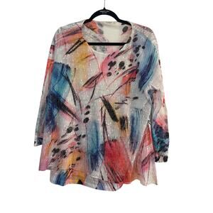 Jess & Jane XL Abstract Artsy Boho Tunic Top | Festival Cottagecore Paint
